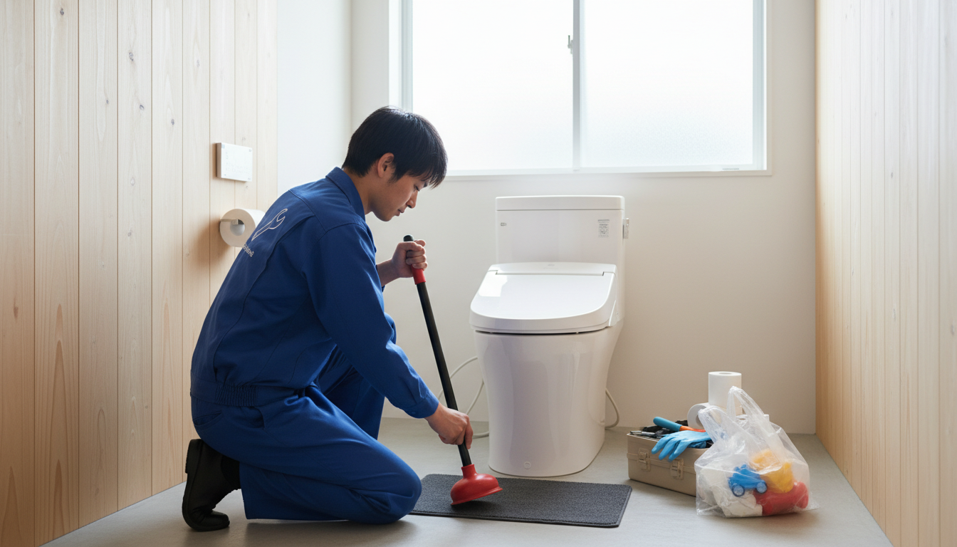 トイレつまりの主な原因と自分でできる応急処置に関する画像