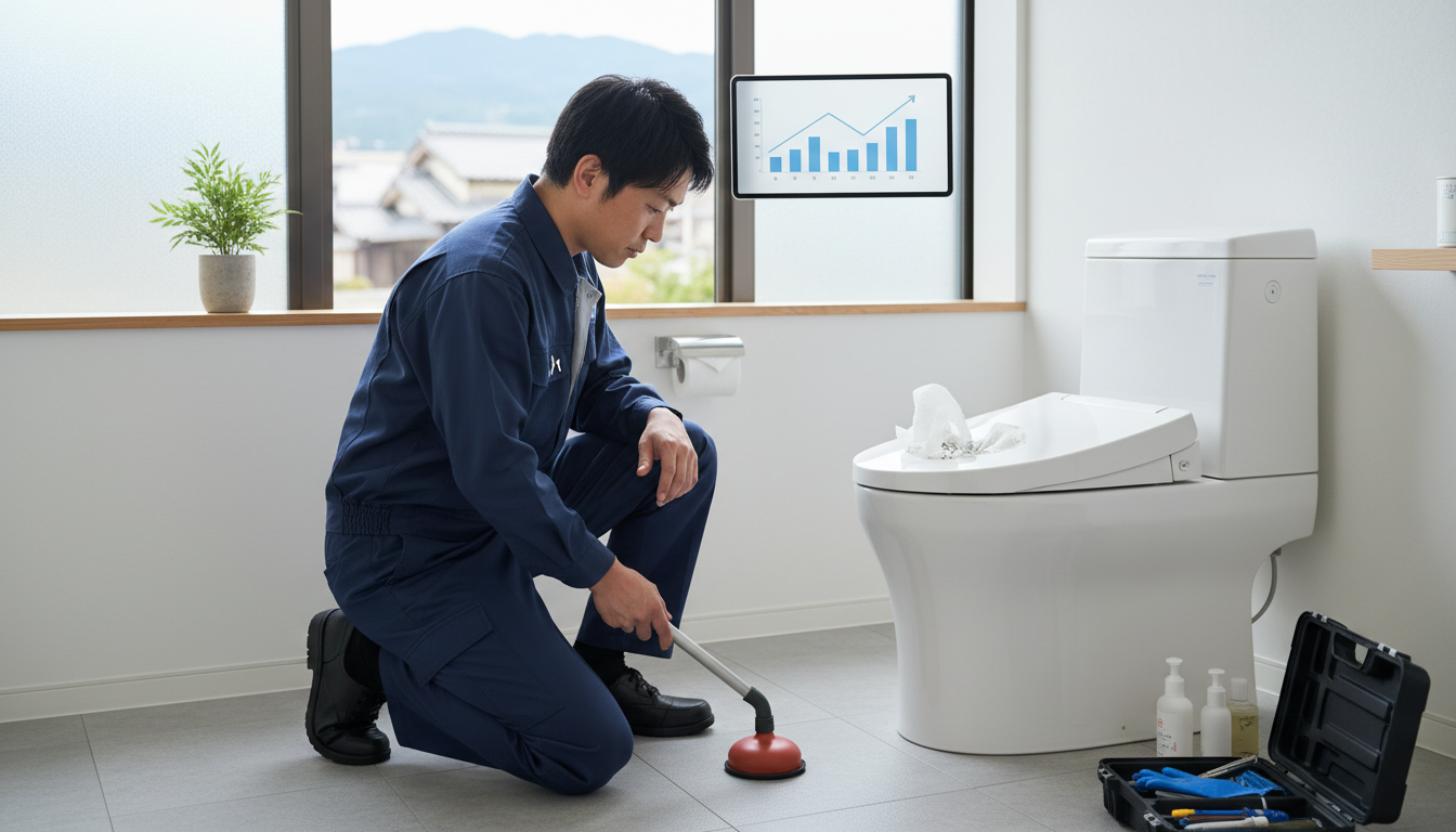 上野原市のトイレつまり修理にかかる料金相場に関する画像