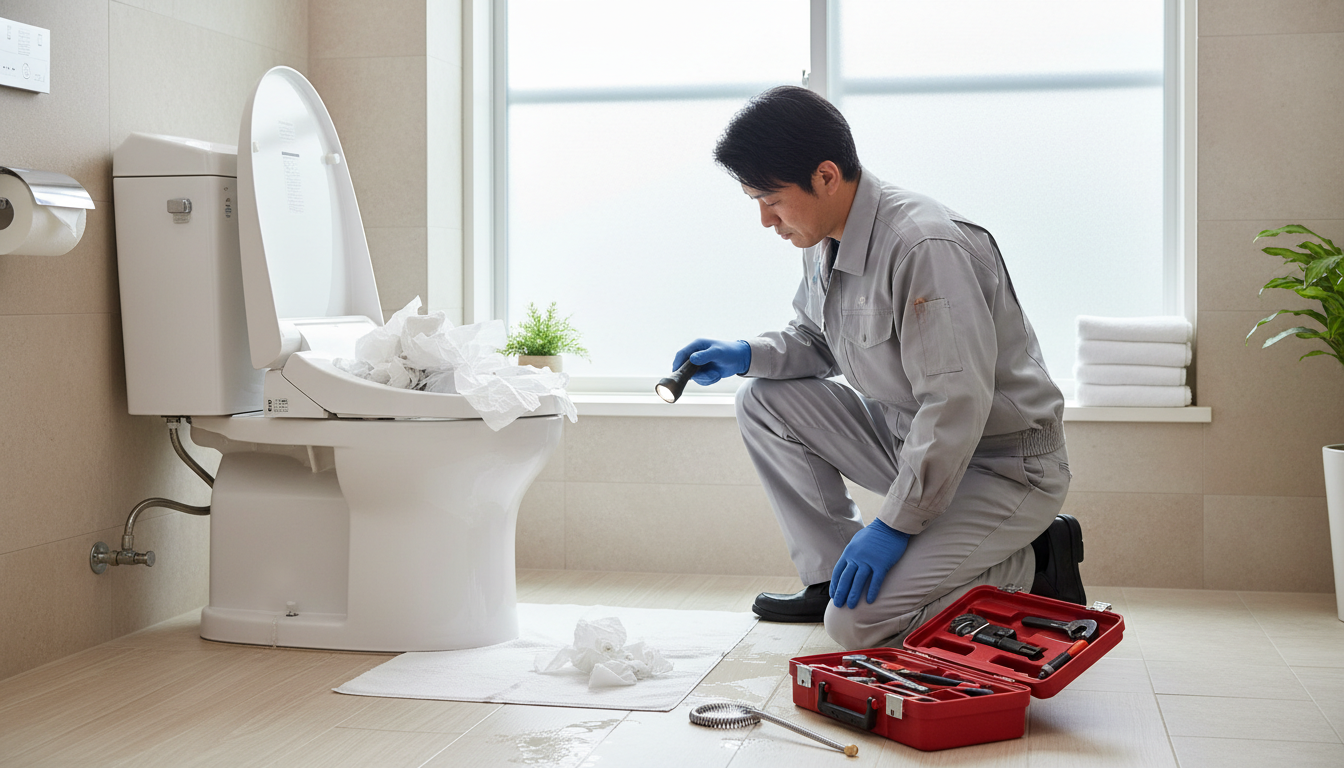 まずは確認！横浜市神奈川区でよくあるトイレつまりの原因に関する画像
