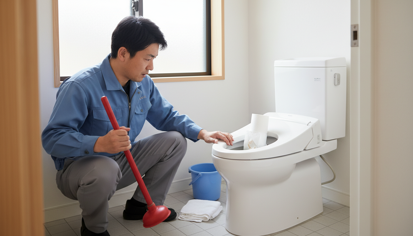 まずは落ち着いて!トイレつまりの原因と自分でできる応急処置に関する画像