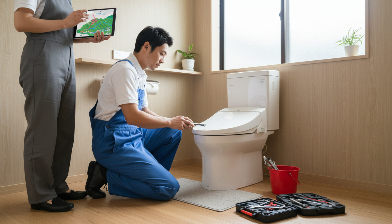 修理業者の対応エリアと到着時間を確認するに関する画像