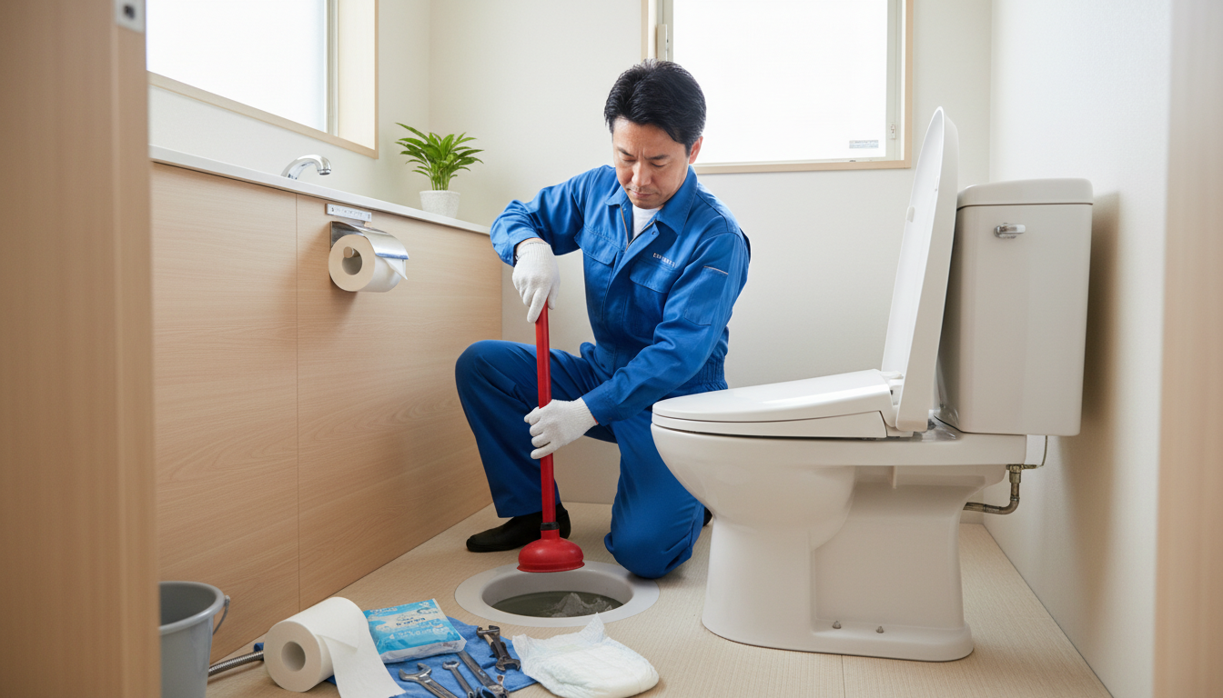 トイレつまりの原因と自分でできる応急処置に関する画像