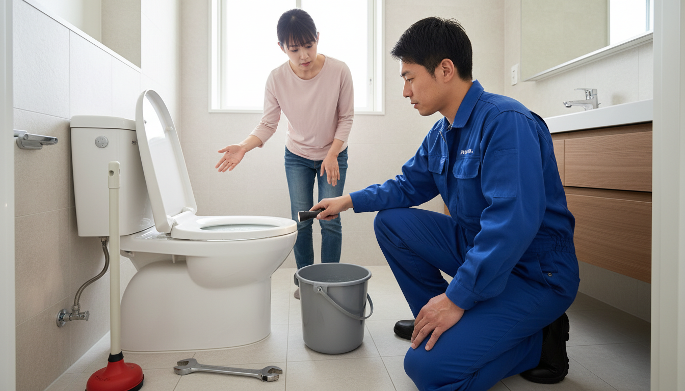 トイレつまりで水道業者を呼ぶ前に確認すべきことに関する画像