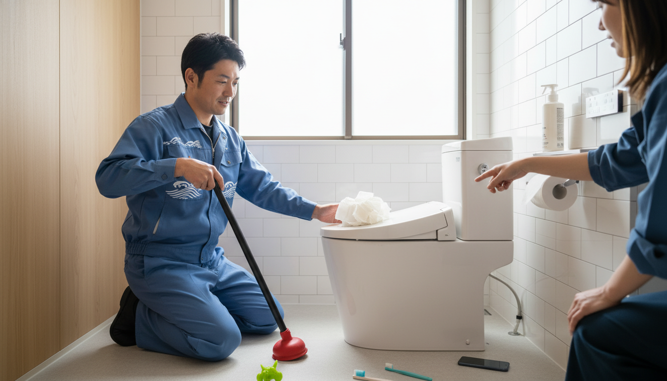 トイレつまりの主な原因と自分でできる応急処置に関する画像