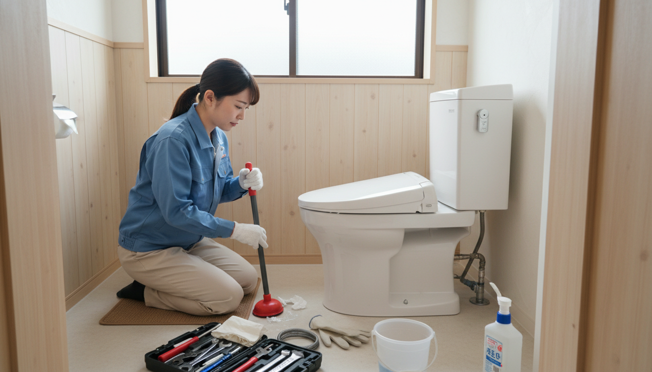 業者を呼ぶ前に確認!トイレつまりの原因と自分でできる対処法に関する画像