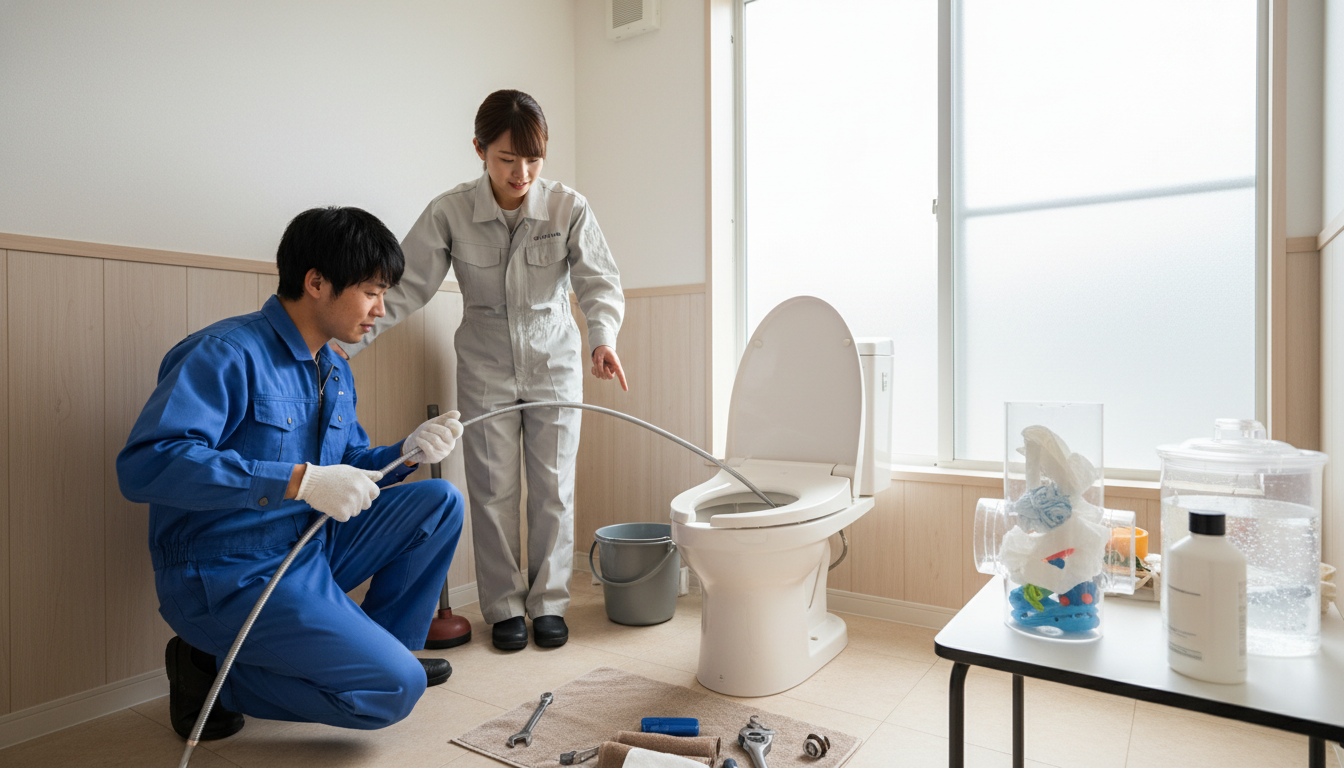 トイレつまりの原因別！自分でできる対処法と業者を呼ぶべきケースに関する画像