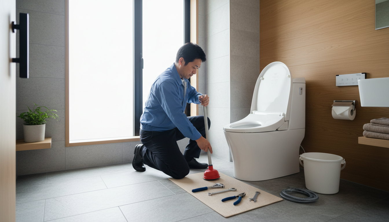 トイレつまり修理業者を呼ぶ前に自分でできること・注意点に関する画像