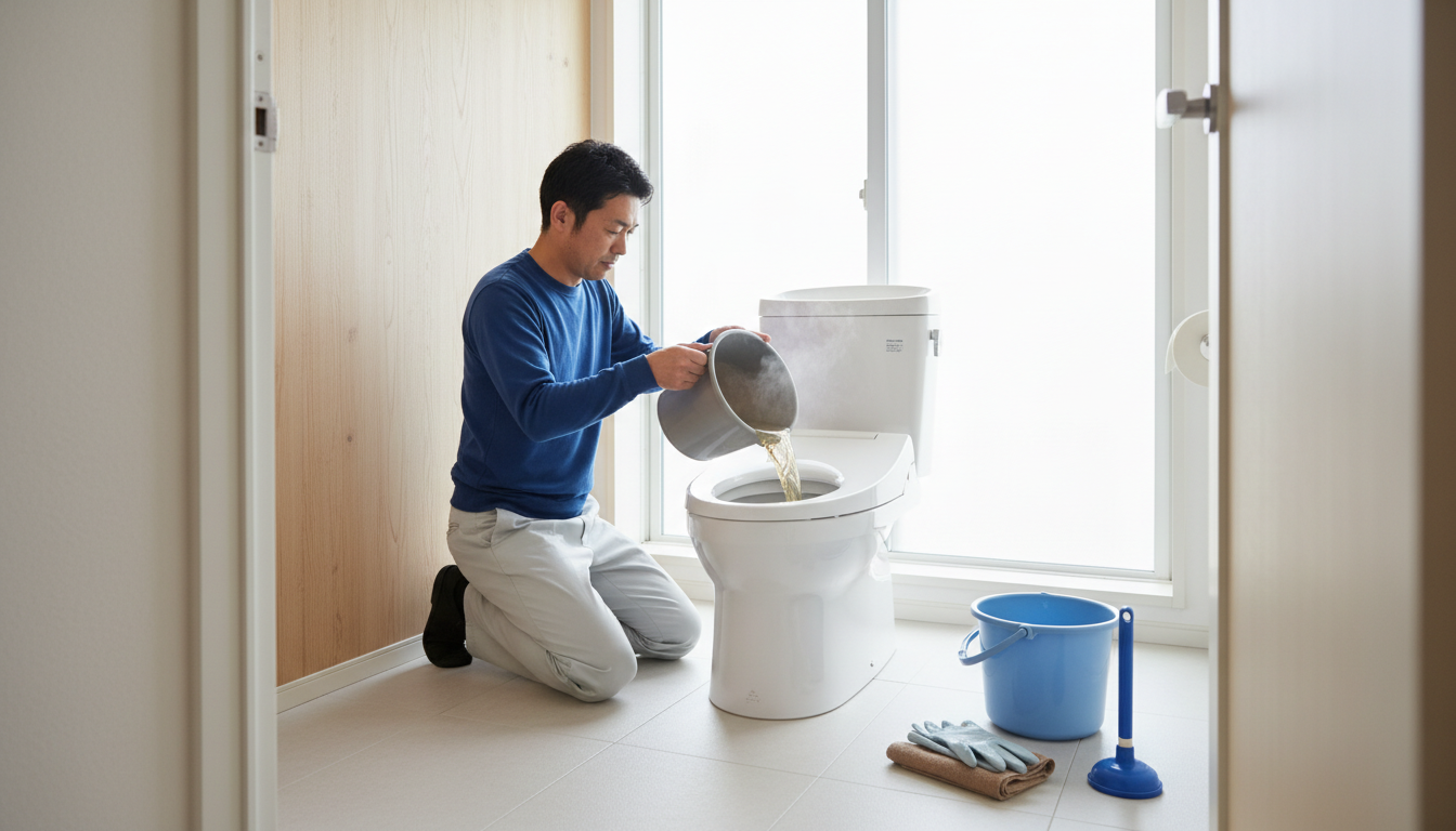 トイレつまりを自分で直す方法と注意点に関する画像