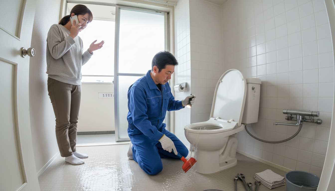 賃貸物件でトイレが詰まった場合の対処法に関する画像