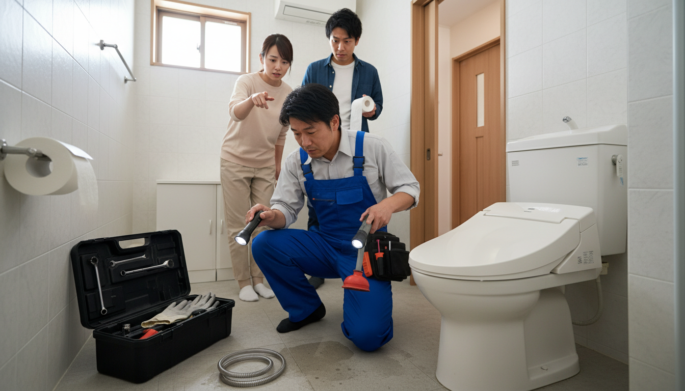 トイレつまりで水道業者を呼ぶ前に確認すべきことに関する画像