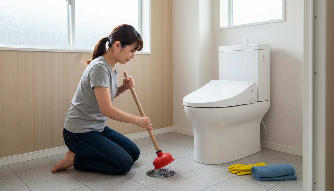 トイレつまりで業者を呼ぶ前に自分で試せる対処法に関する画像