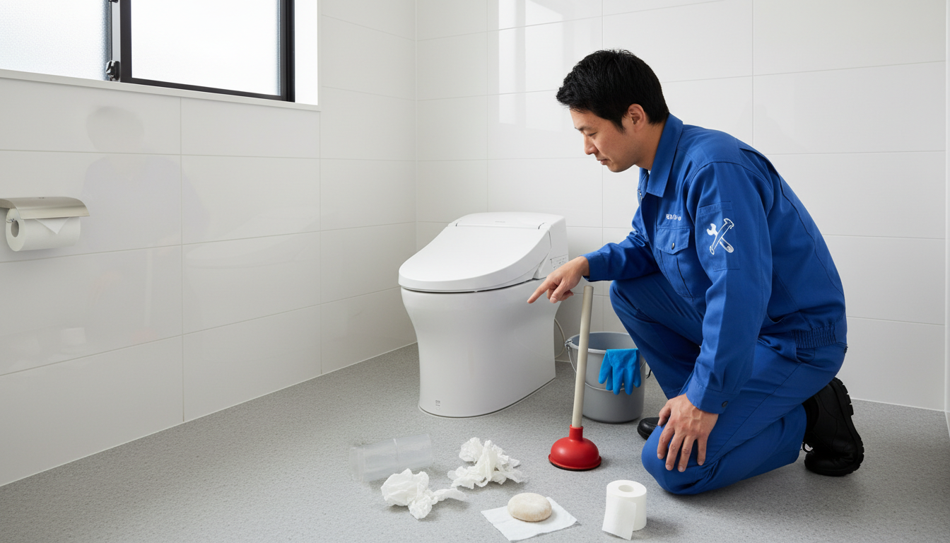 トイレつまりの原因と自分でできる応急処置に関する画像