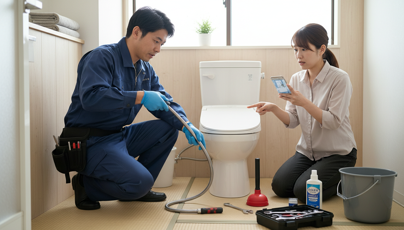 トイレつまりで水道業者を呼ぶ前に試せることに関する画像