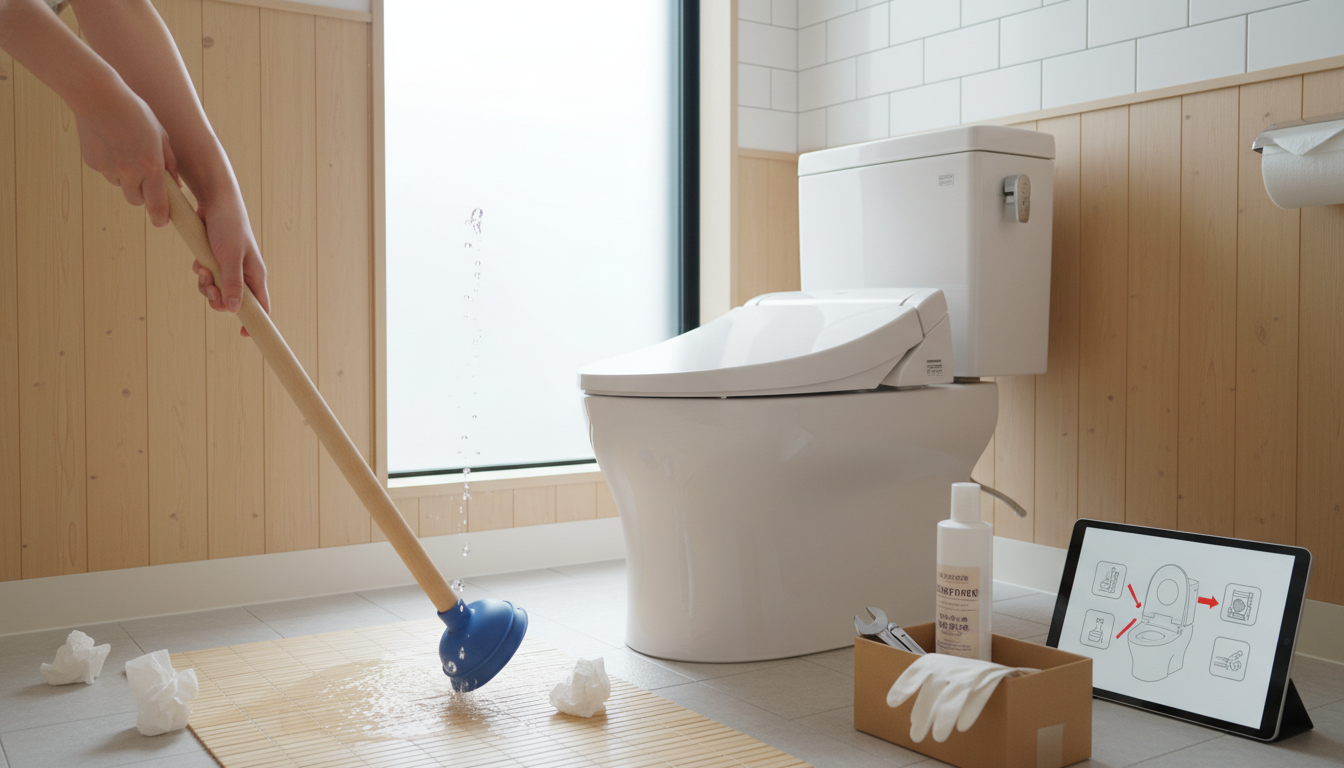 プロを呼ぶ前に試せる!トイレつまりの応急処置と原因に関する画像