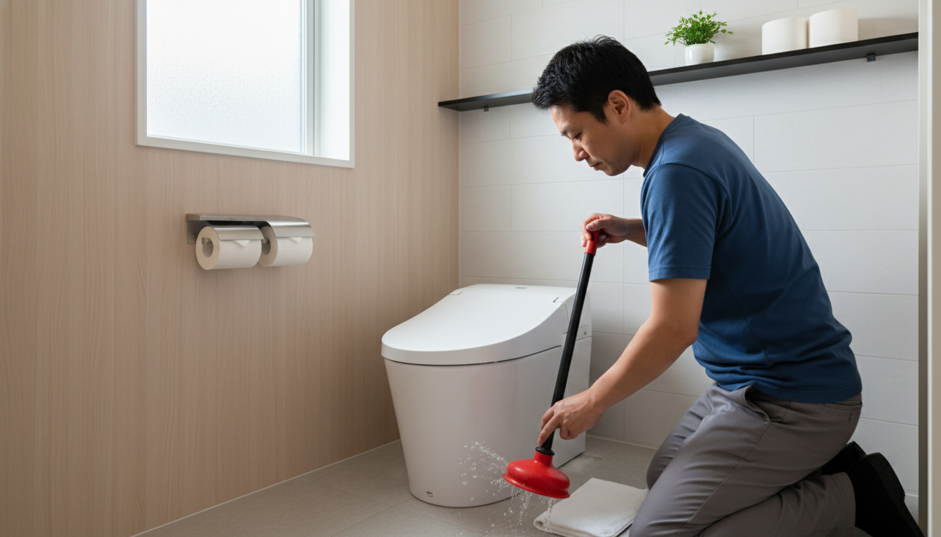 トイレつまりで業者を呼ぶ前に自分でできる対処法と注意点に関する画像