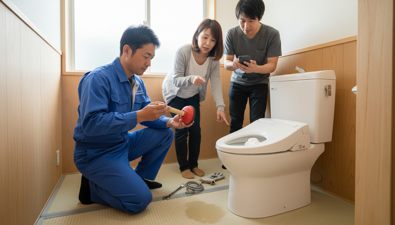 トイレつまりで水道業者を呼ぶ前に確認すべきことに関する画像