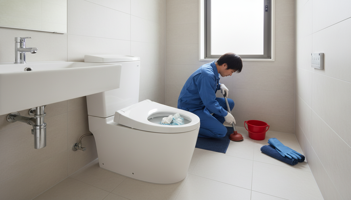 トイレつまりの原因と自分でできる応急処置に関する画像