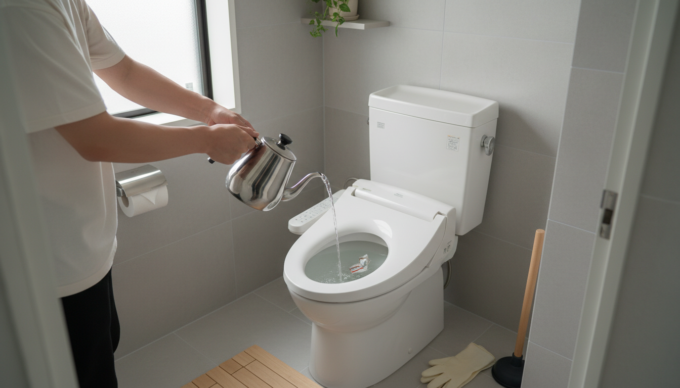 悪化させる前に!トイレつまりで業者を呼ぶ前に試せることに関する画像