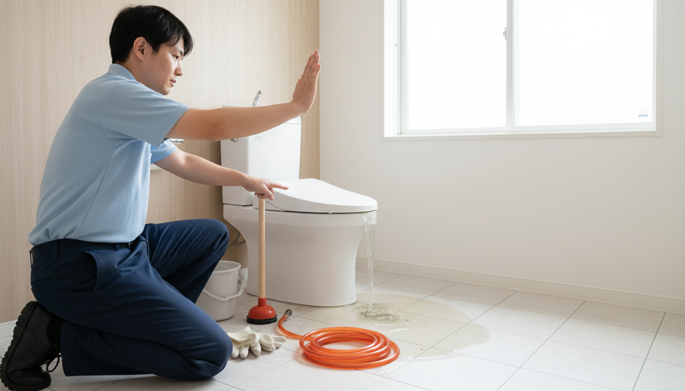 トイレつまりを悪化させないための応急処置と注意点に関する画像