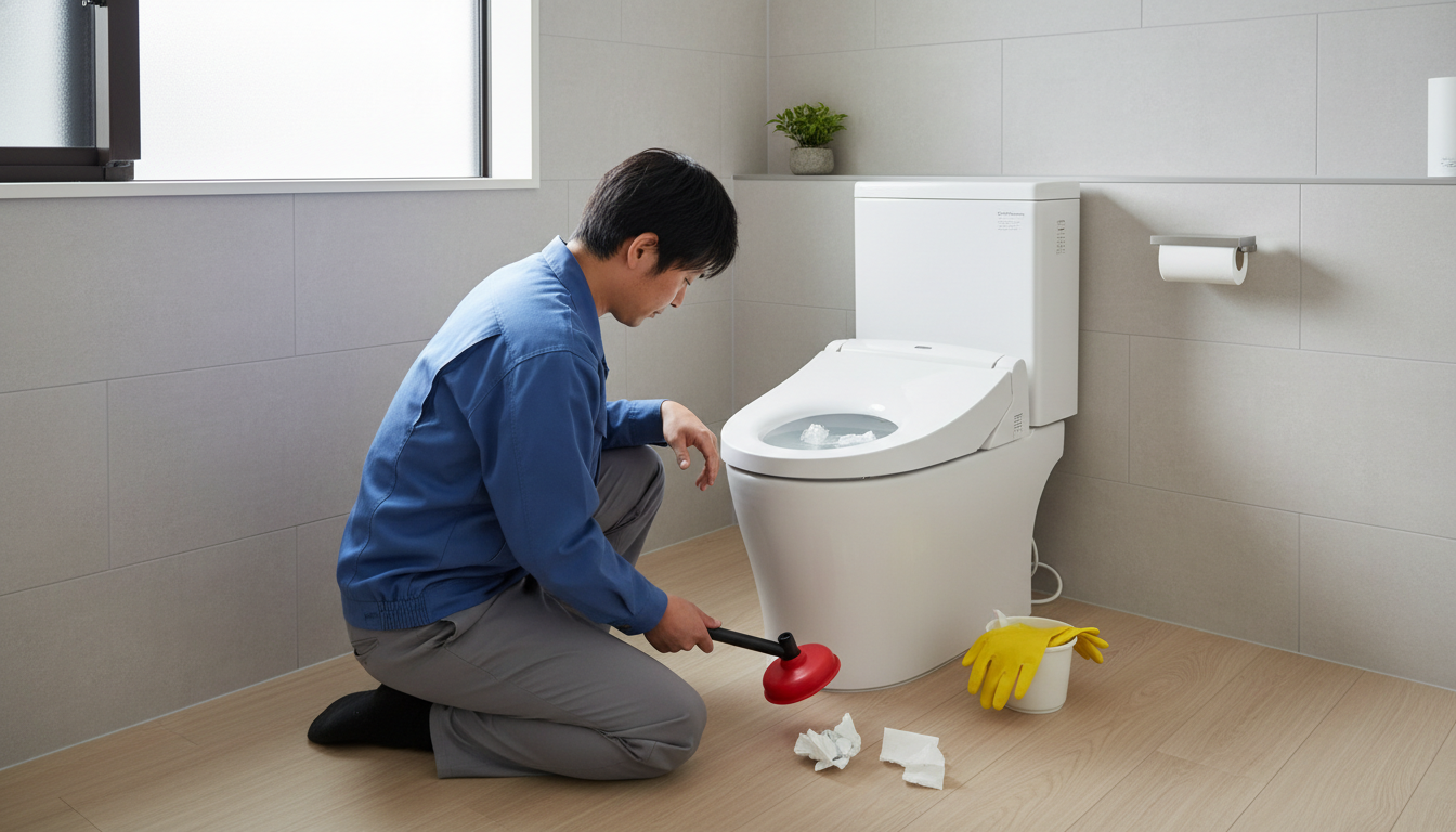 トイレつまりの原因別!自分でできる応急処置と注意点に関する画像