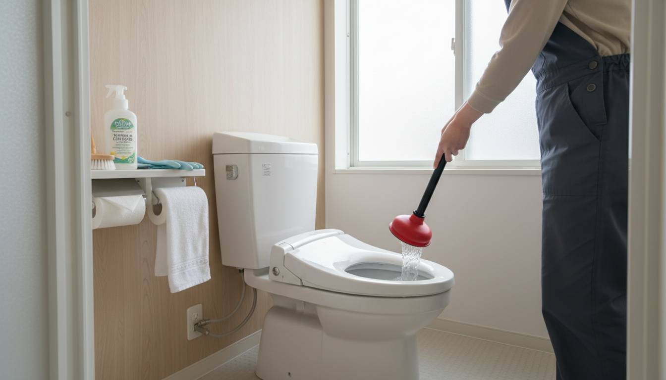 トイレつまりで業者を呼ぶ前に試せること・注意点に関する画像