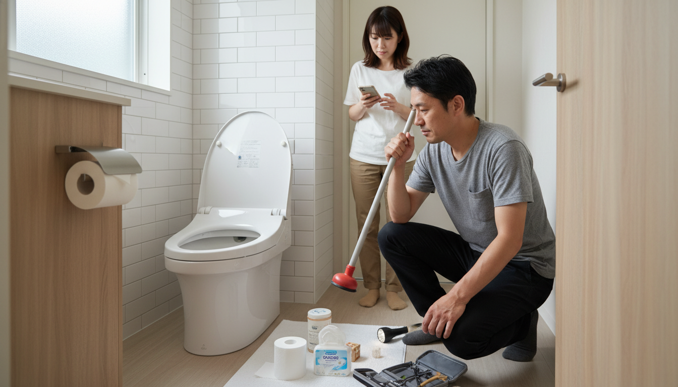 トイレつまりで業者を呼ぶ前に確認すべきことに関する画像