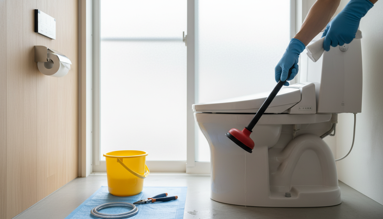 トイレつまりで業者を呼ぶ前に試せること・注意点に関する画像