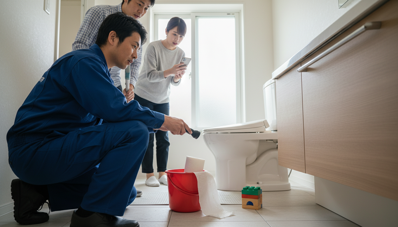 トイレつまりで水道業者を呼ぶ前の確認事項と注意点に関する画像