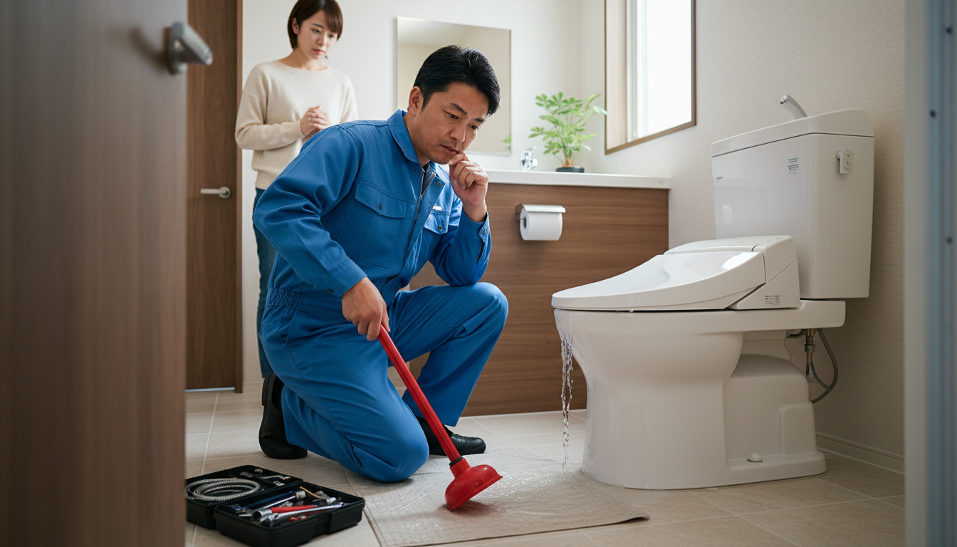トイレつまりで水道業者を呼ぶ前に確認すべきことに関する画像