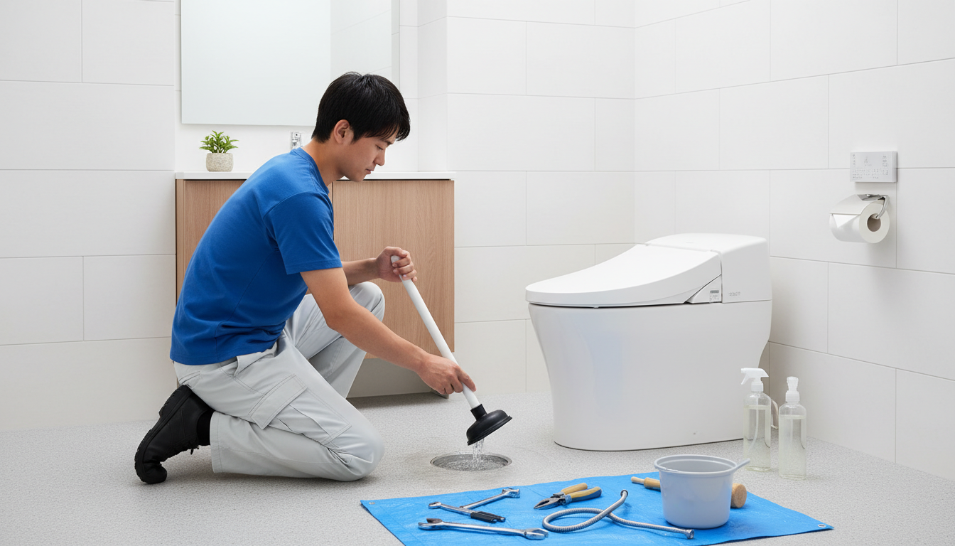 プロに頼む前に！トイレつまりの原因と自分でできる応急処置に関する画像