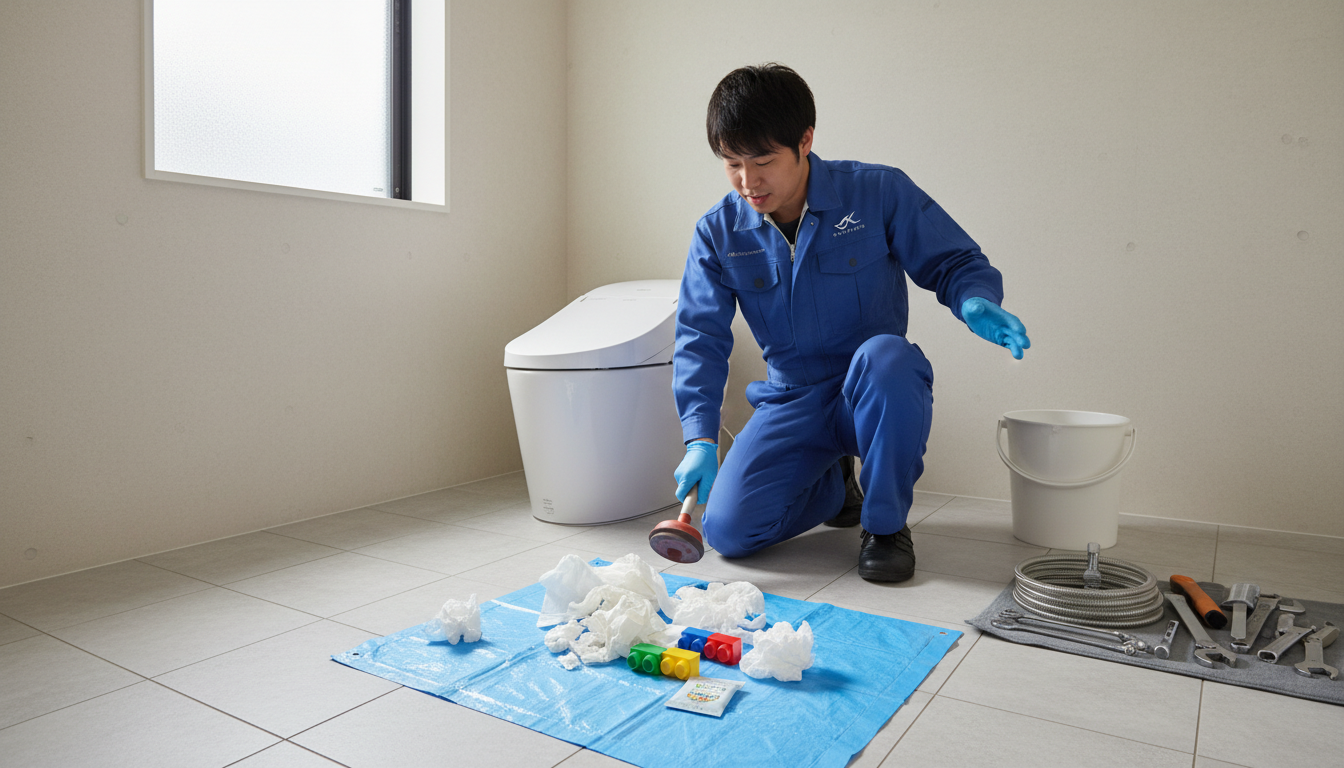 かほく市のトイレつまりでよくある原因と応急処置に関する画像