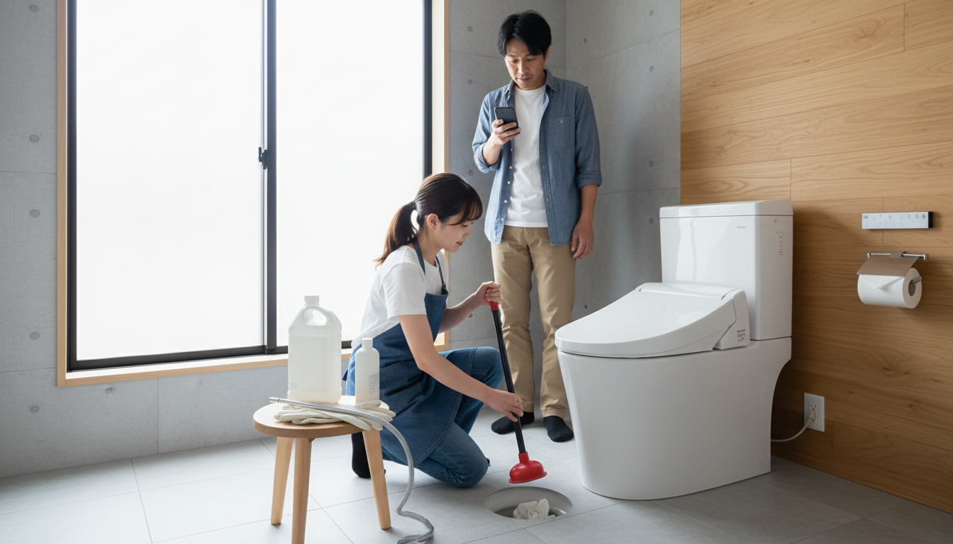 トイレつまりで業者を呼ぶ前に試せること・やってはいけないことに関する画像