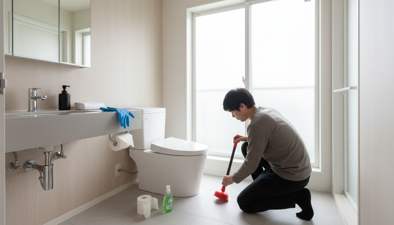 プロを呼ぶ前に試せる！トイレつまりの応急処置と原因に関する画像