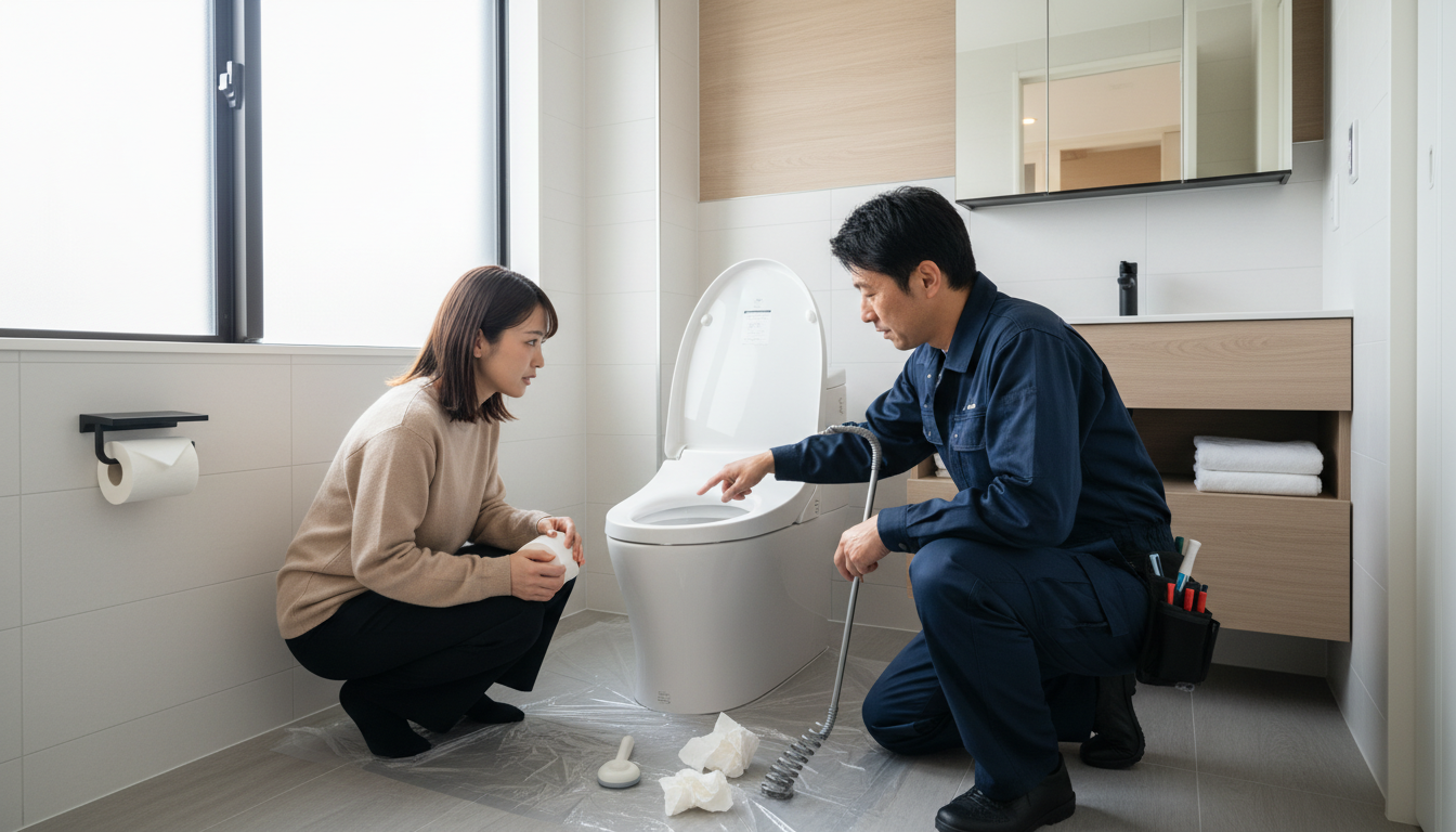 トイレつまりの原因別!自分でできる対処法とプロに任せるべきケースに関する画像