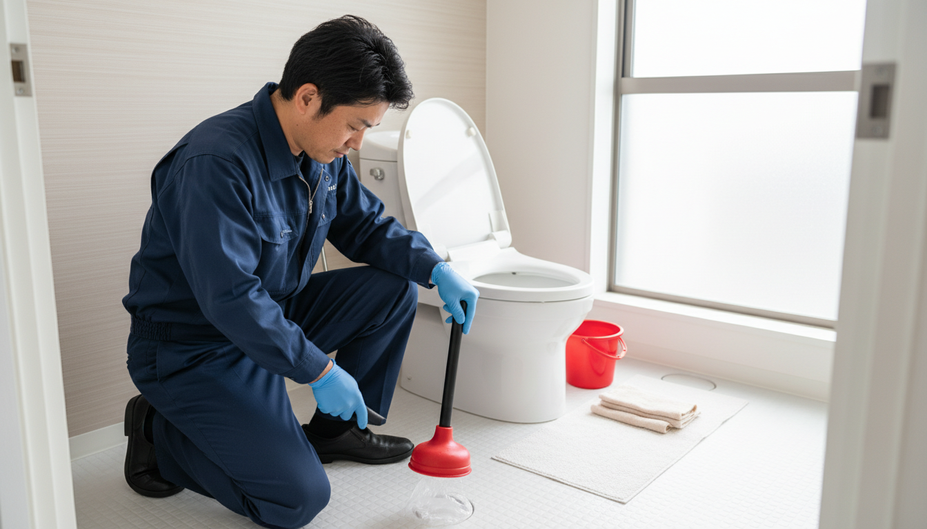 トイレつまりで水道業者を呼ぶ前に試せること・注意点に関する画像