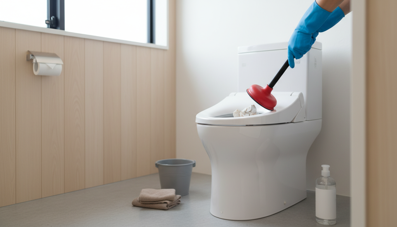 業者を呼ぶ前に試せる！トイレつまりの応急処置と注意点に関する画像