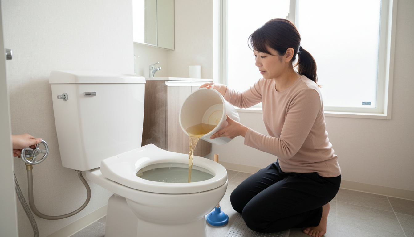 トイレつまりで水道業者を呼ぶ前に試せることに関する画像