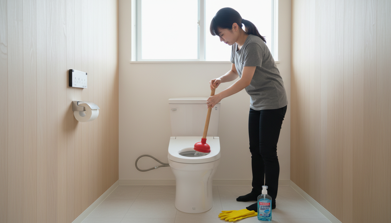 トイレつまりで業者を呼ぶ前に自分でできること・注意点に関する画像