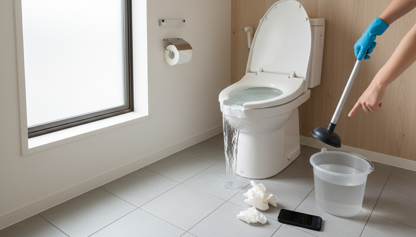 トイレつまりの主な原因と自分でできる応急処置に関する画像