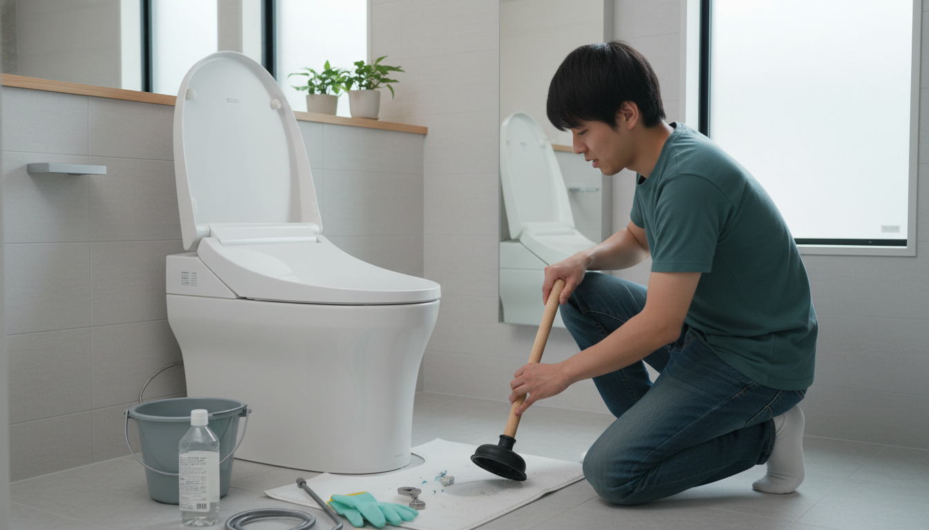 トイレつまりの原因と自分でできる応急処置に関する画像