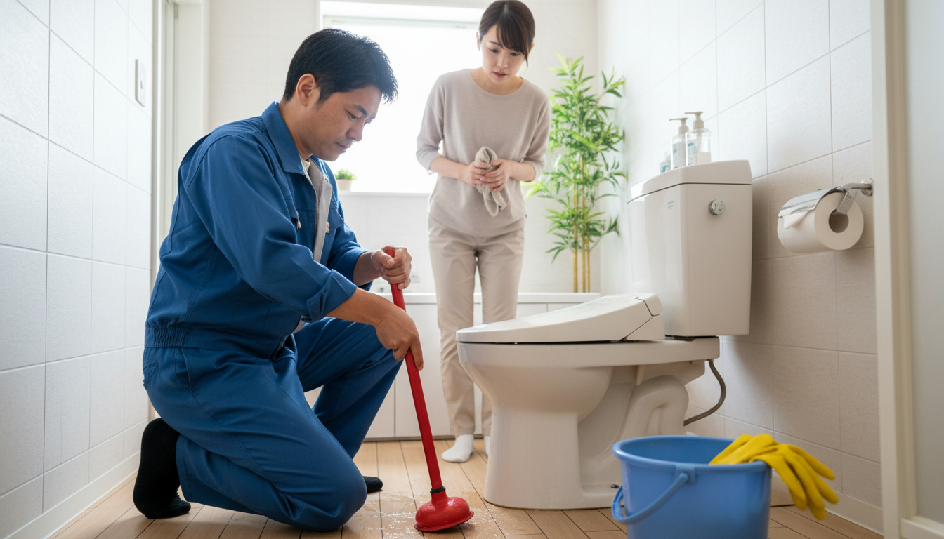 トイレつまりで水道業者を呼ぶ前に試せること・注意点に関する画像