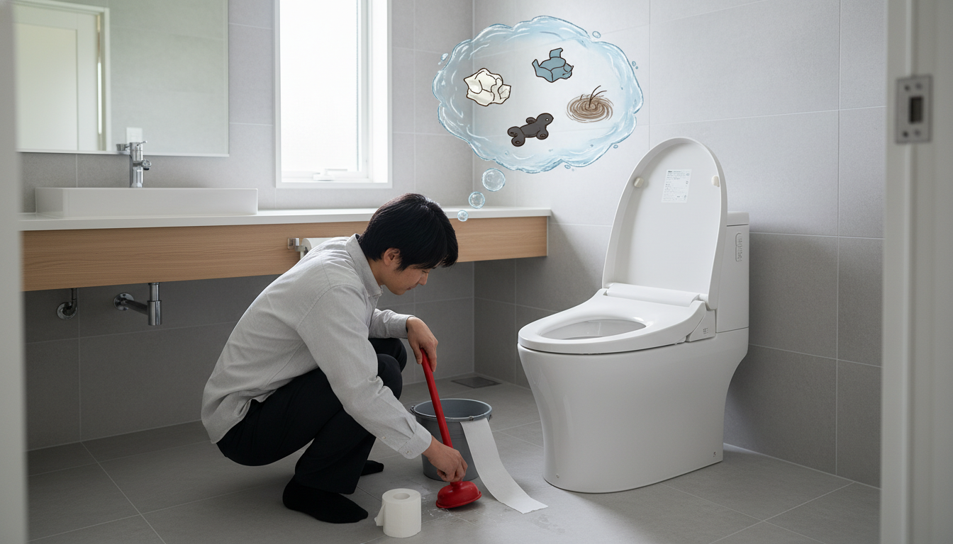 業者を呼ぶ前に試せる？トイレつまりの主な原因と応急処置に関する画像