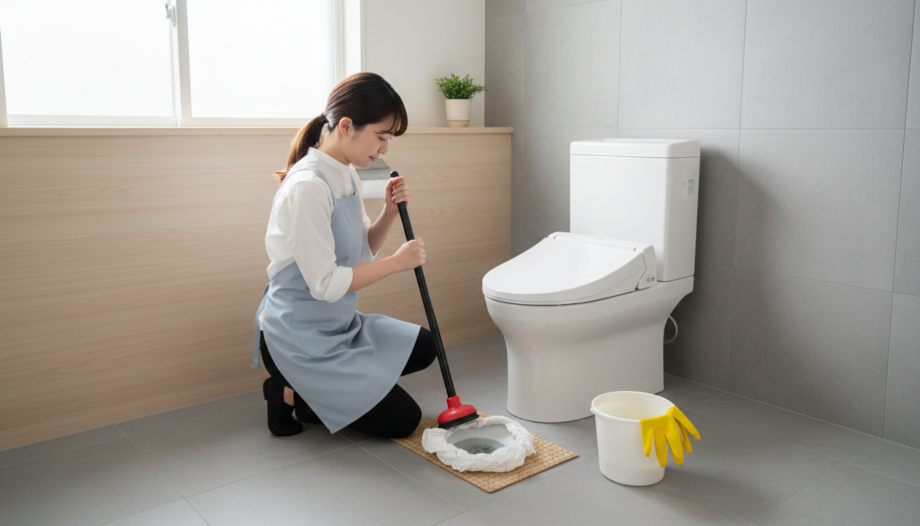業者を呼ぶ前に試せる！トイレつまりの応急処置と原因に関する画像
