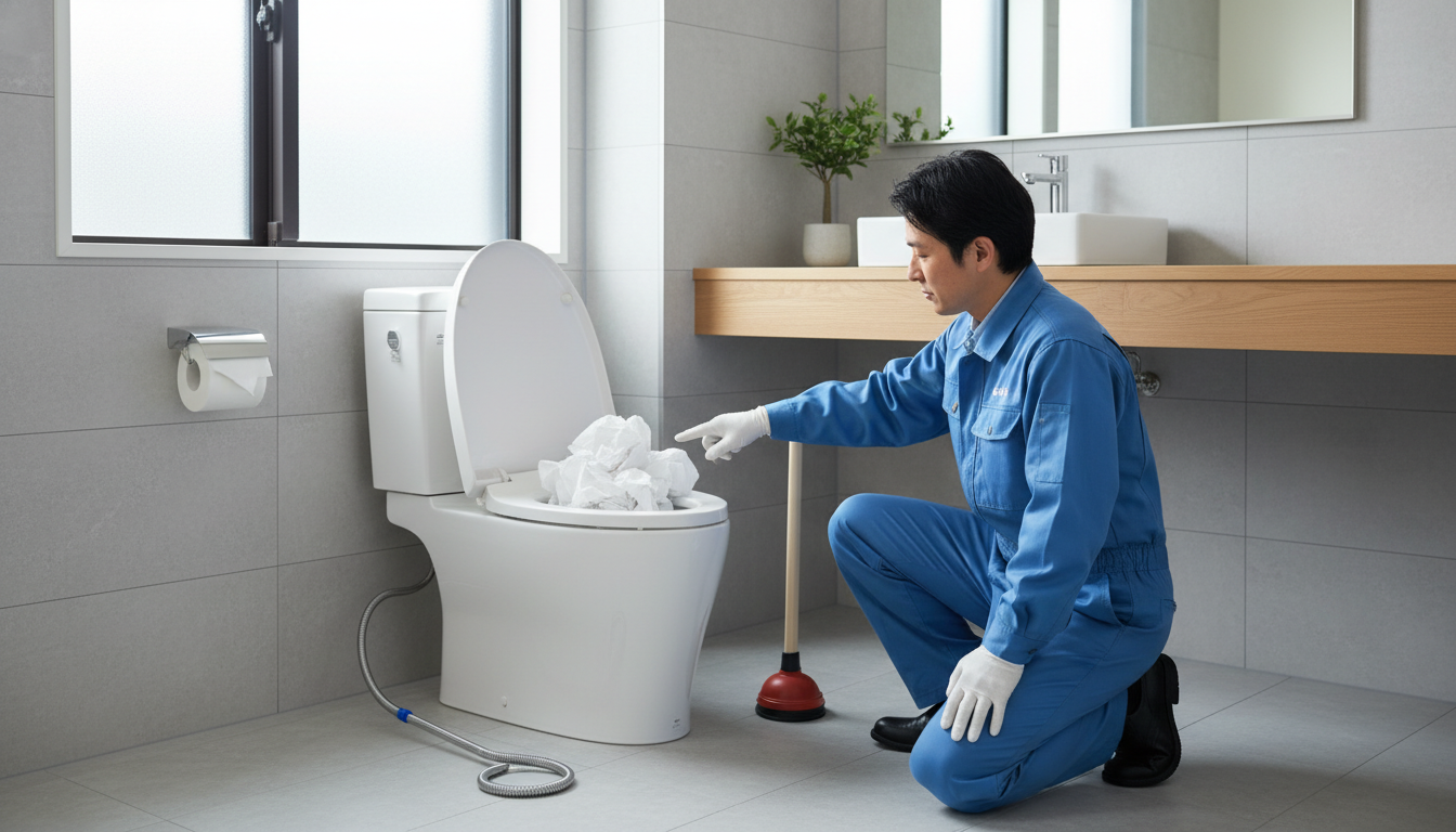 江東区のトイレつまりでよくある原因と自分でできる対処法に関する画像