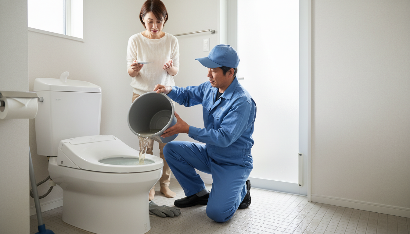 トイレつまりで水道業者を呼ぶ前に試せること・注意点に関する画像