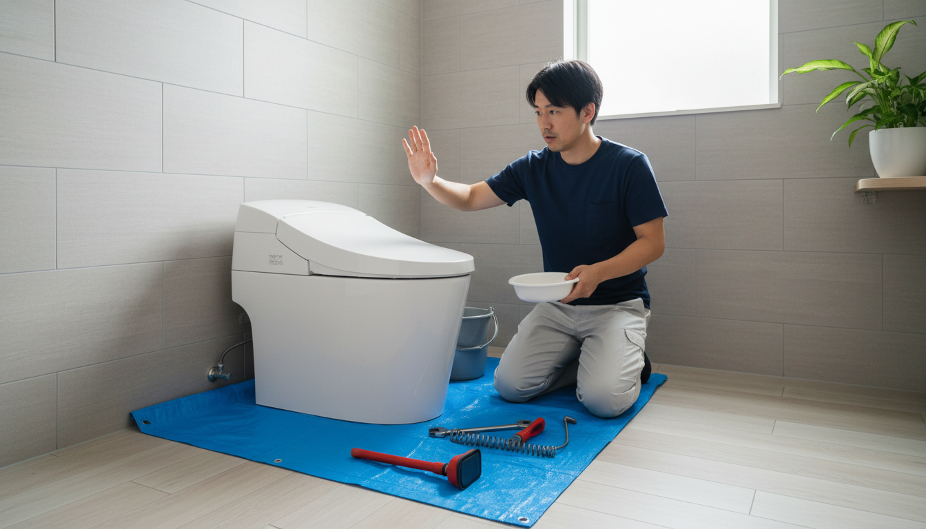 トイレつまりを悪化させないための応急処置と注意点に関する画像