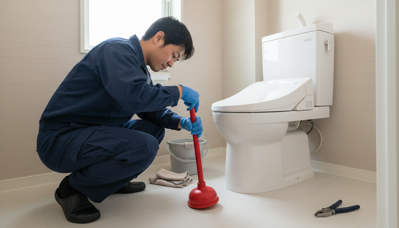 トイレつまりで水道業者を呼ぶ前に試せることに関する画像