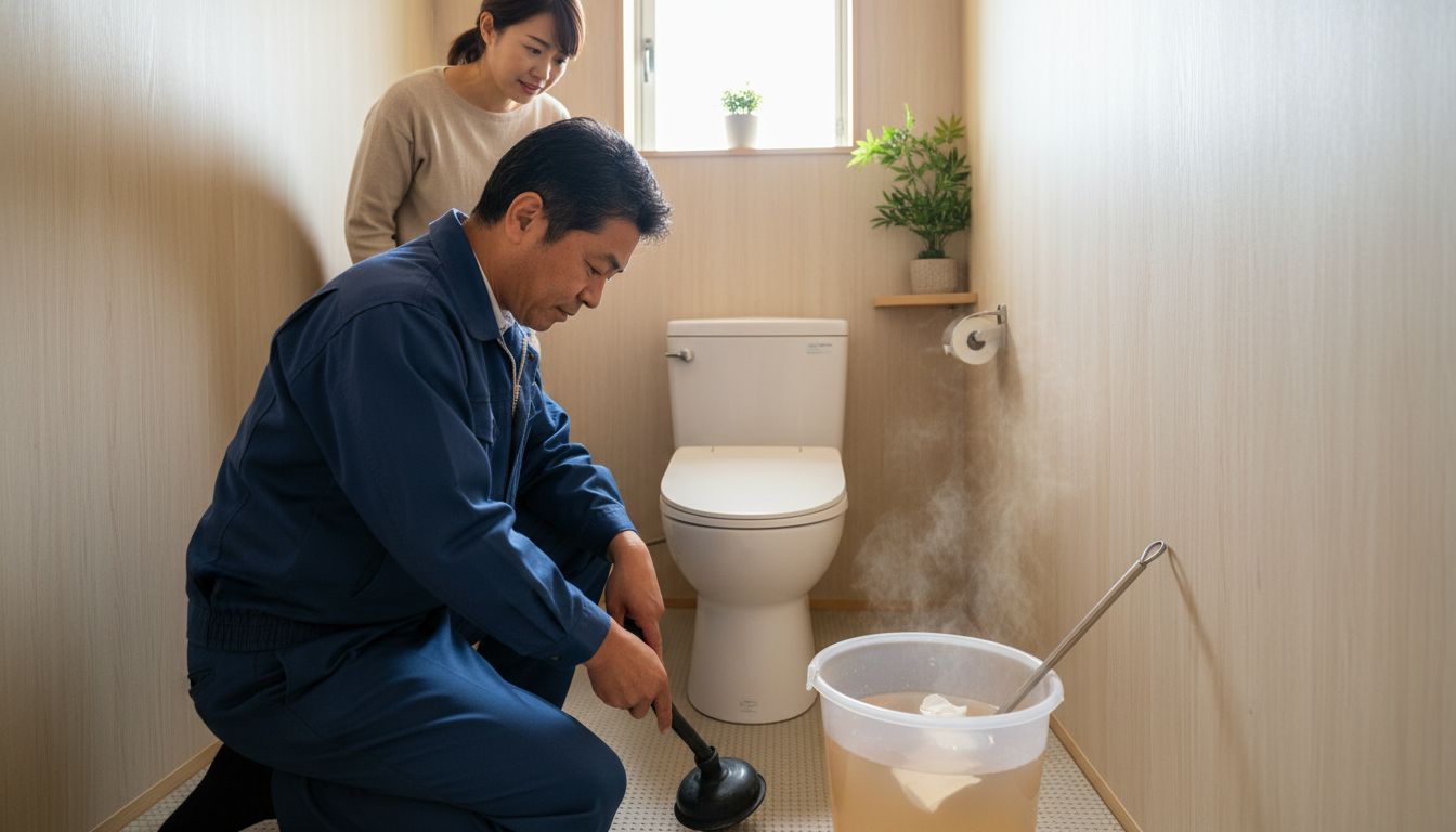 トイレつまりで水道業者を呼ぶ前に試せることに関する画像