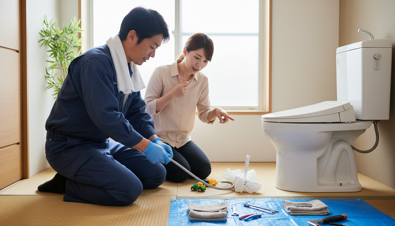 トイレつまりで水道業者を呼ぶ前に確認すべきことに関する画像