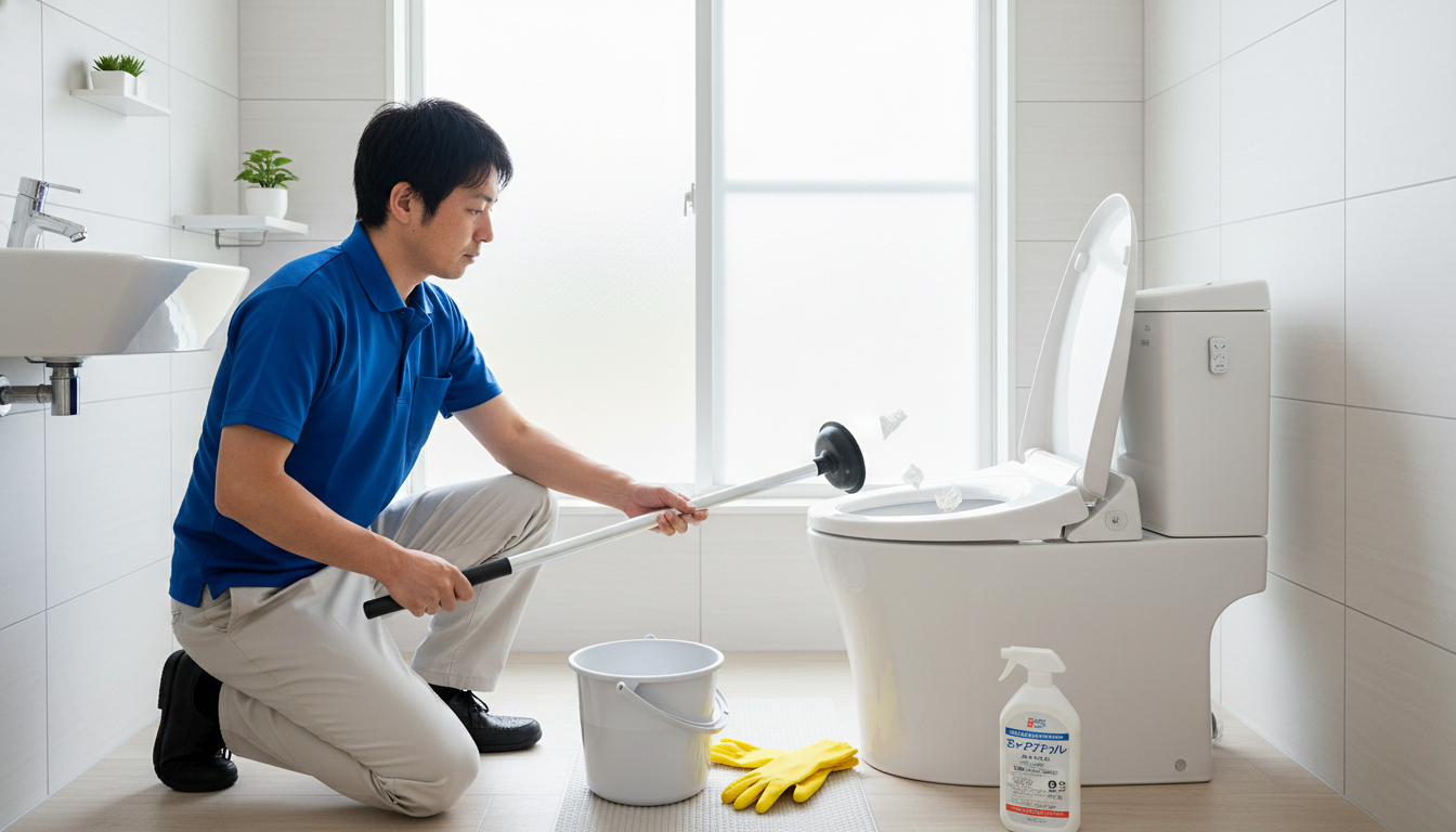 トイレつまりで業者を呼ぶ前に自分でできる対処法に関する画像